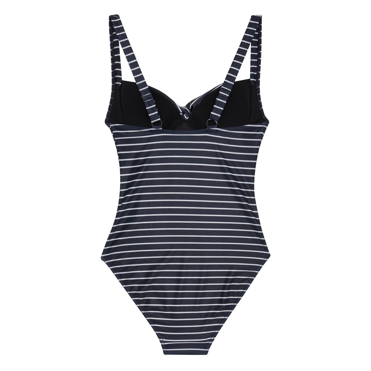 Navy - Back - Regatta Womens-Ladies Sakari Contrast Striped Tummy Control One Piece Swimsuit