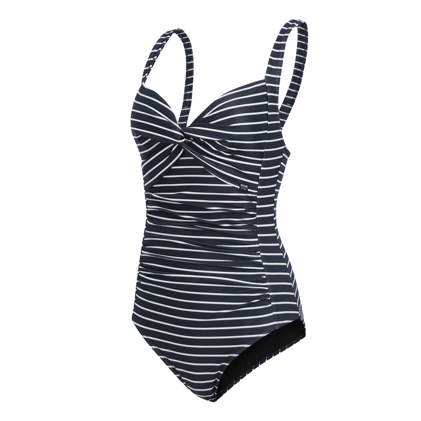 Navy - Side - Regatta Womens-Ladies Sakari Contrast Striped Tummy Control One Piece Swimsuit