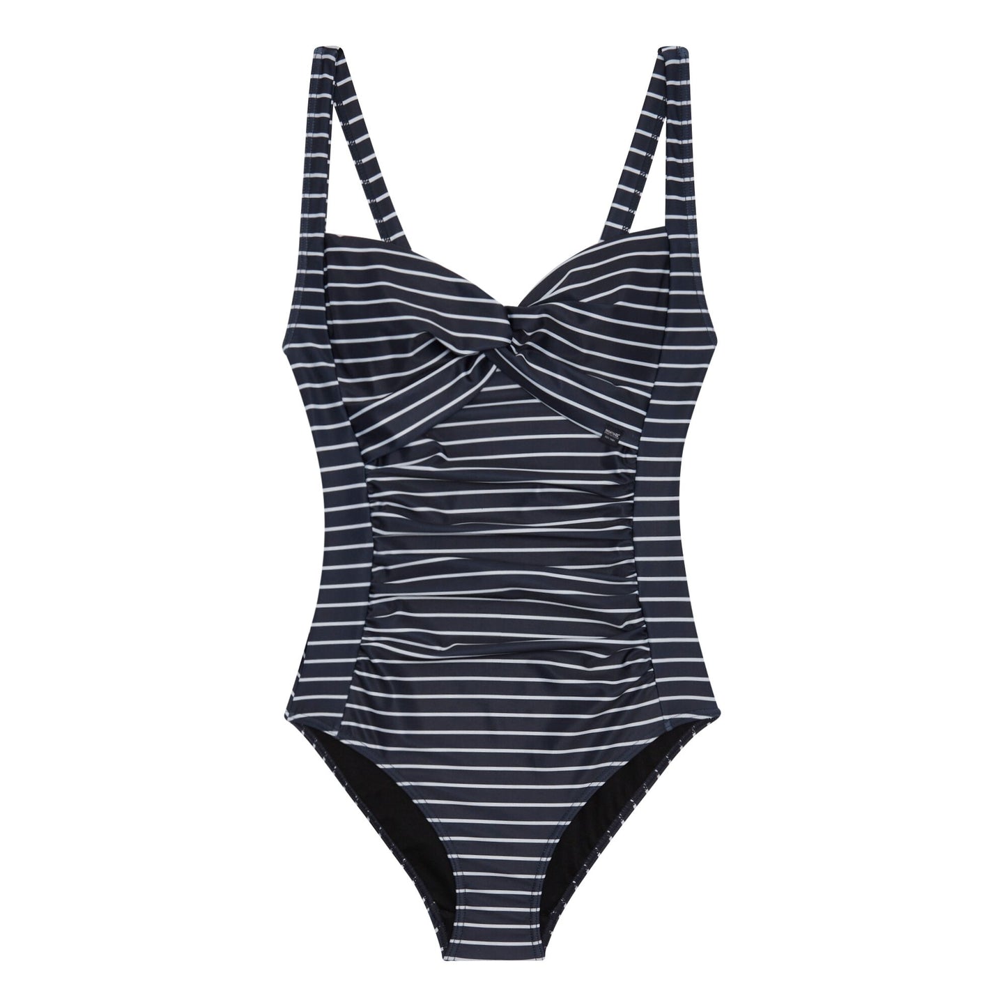 Navy - Front - Regatta Womens-Ladies Sakari Contrast Striped Tummy Control One Piece Swimsuit