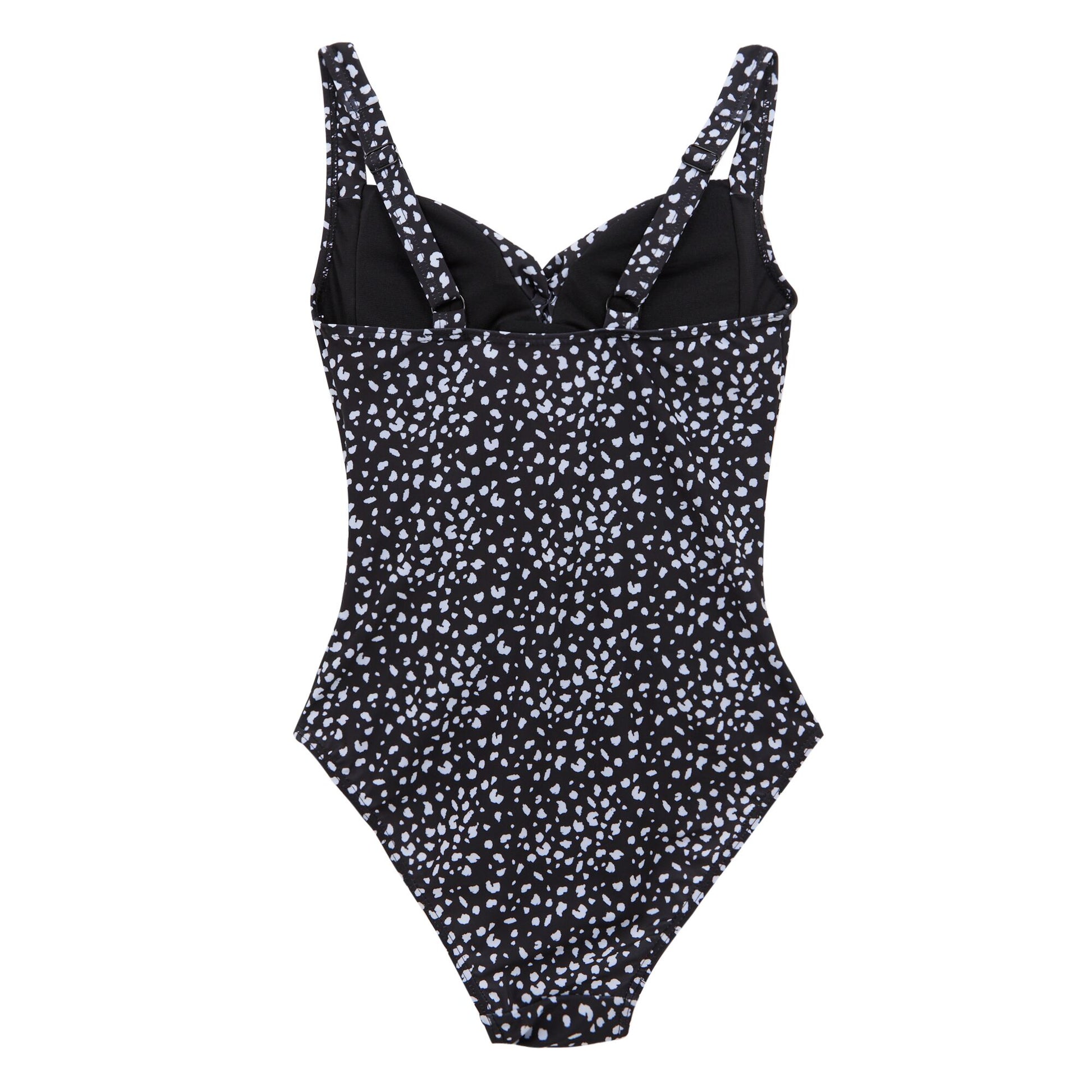 Black-White - Back - Regatta Womens-Ladies Sakari Polka Dot Tummy Control One Piece Swimsuit