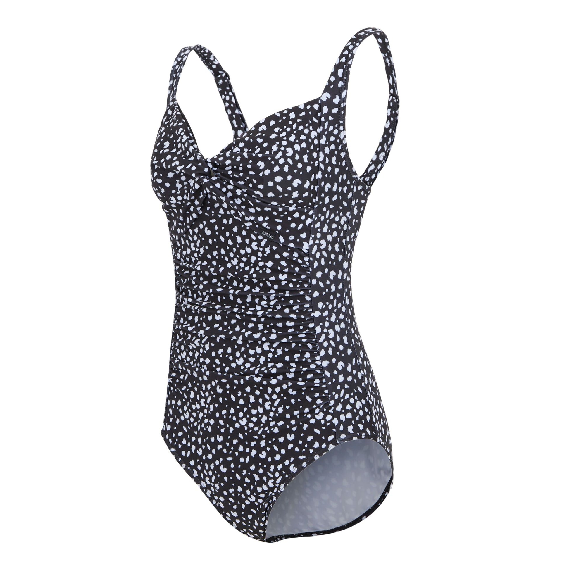 Black-White - Side - Regatta Womens-Ladies Sakari Polka Dot Tummy Control One Piece Swimsuit