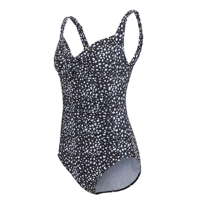 Black-White - Side - Regatta Womens-Ladies Sakari Polka Dot Tummy Control One Piece Swimsuit