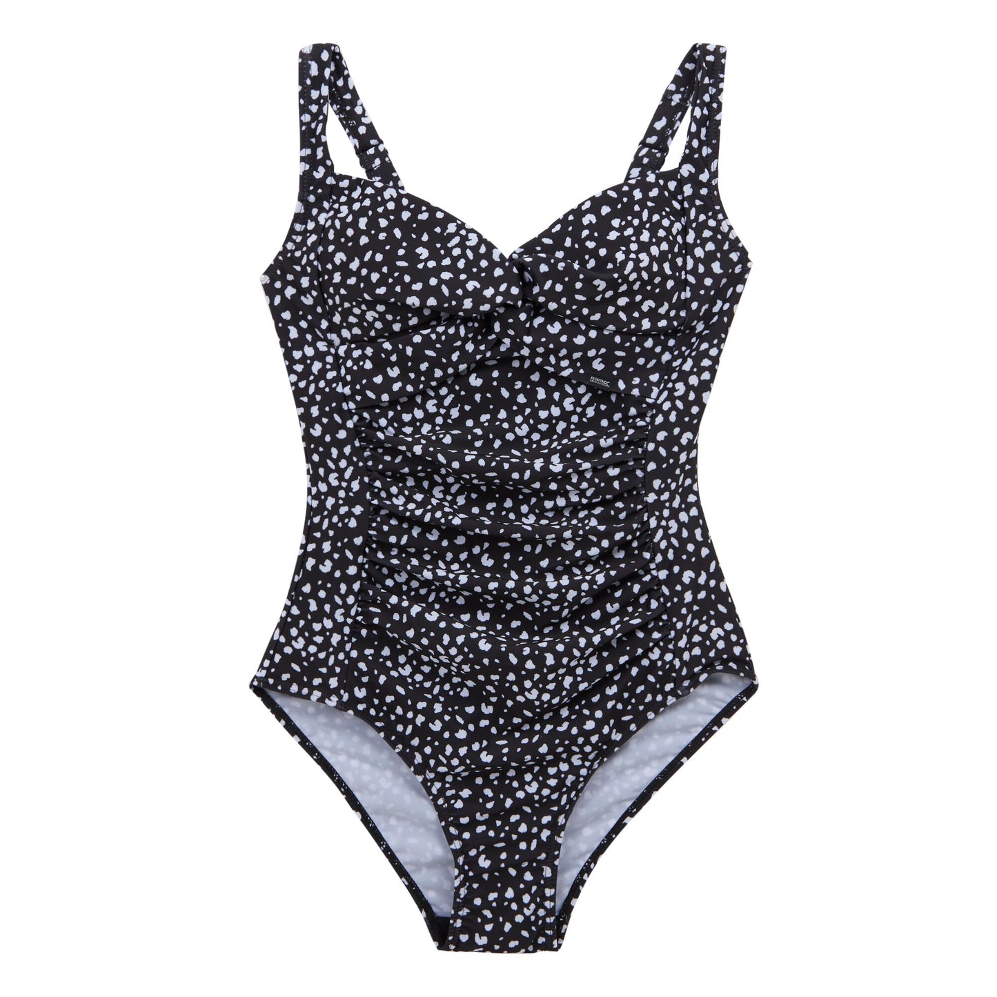 Black-White - Front - Regatta Womens-Ladies Sakari Polka Dot Tummy Control One Piece Swimsuit