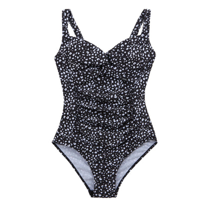 Black-White - Front - Regatta Womens-Ladies Sakari Polka Dot Tummy Control One Piece Swimsuit