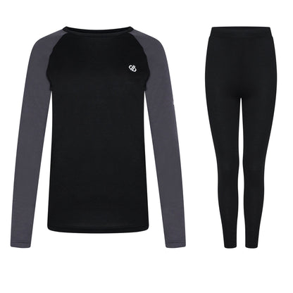 Black-Ebony - Front - Dare 2B Womens-Ladies SP20 Base Layer Set