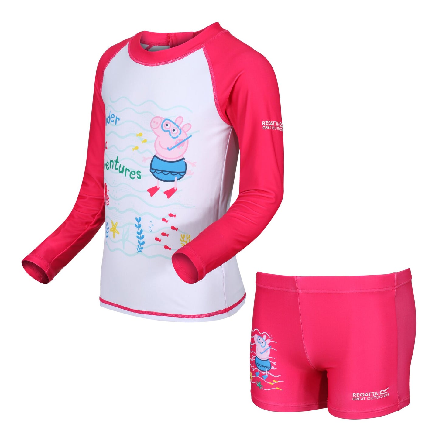 Bright Blush - Front - Regatta Childrens-Kids Under Sea Adventures Peppa Pig Rash Suit