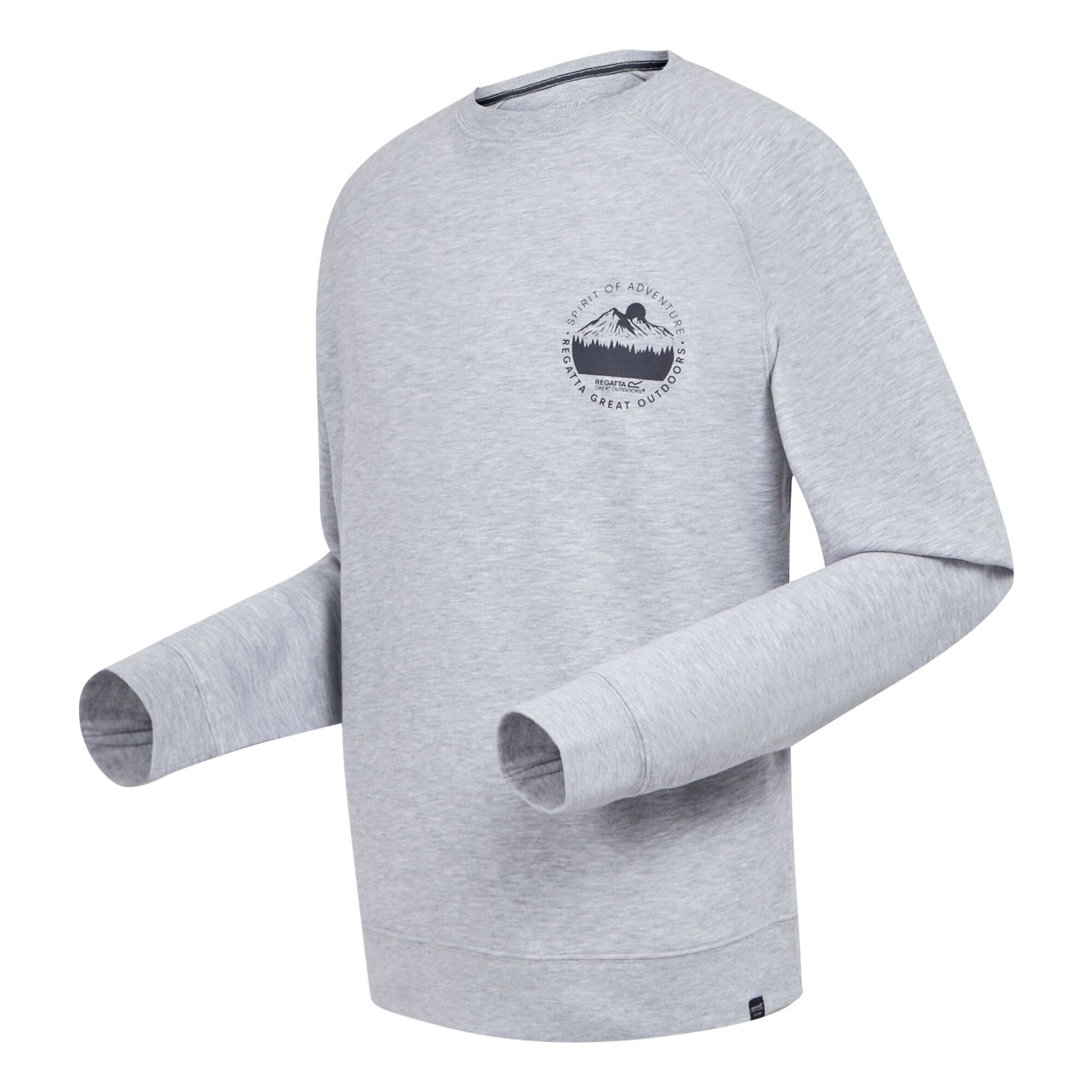 Grey Marl - Side - Regatta Mens Nithsdale Mountain Crew Neck Crop Sweatshirt