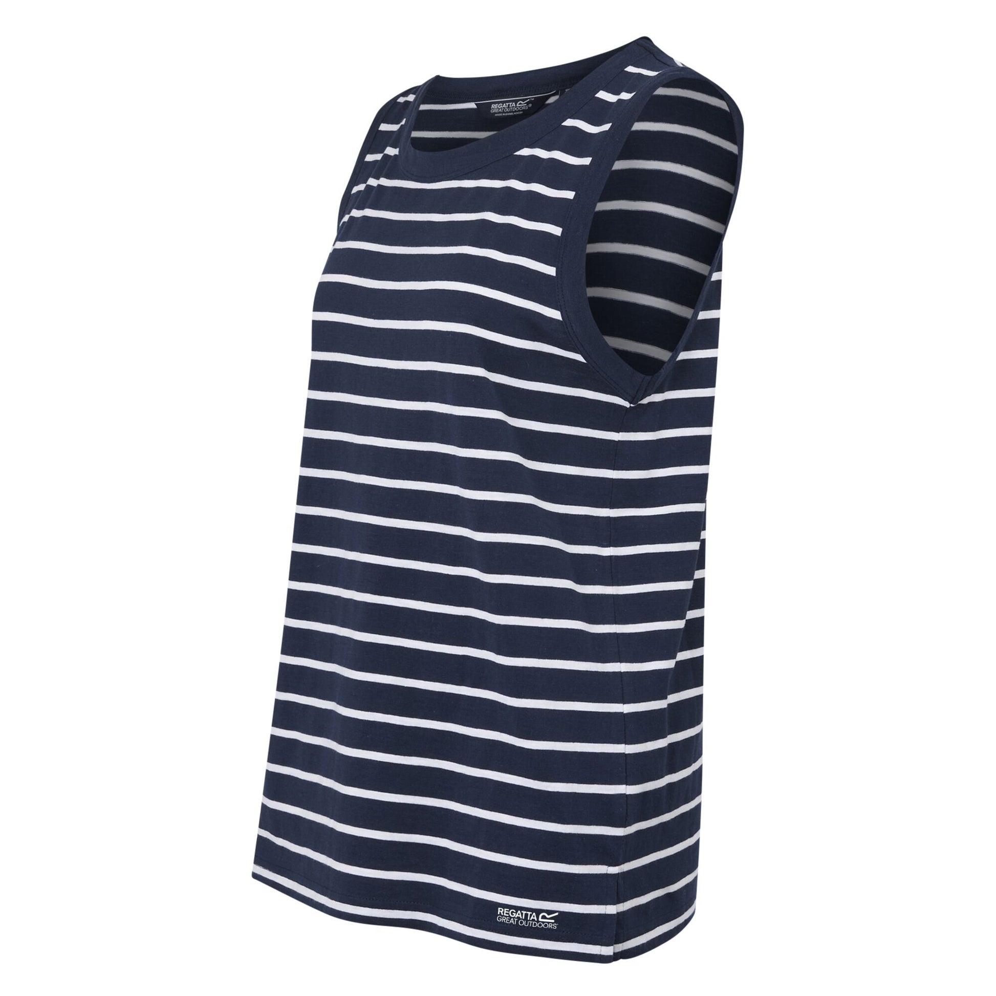 Navy-White - Side - Regatta Womens-Ladies Fariah Striped Sleeveless T-Shirt