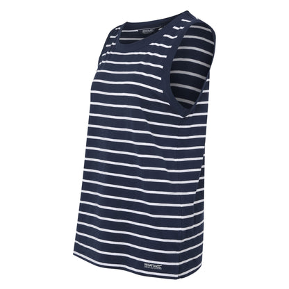 Navy-White - Side - Regatta Womens-Ladies Fariah Striped Sleeveless T-Shirt