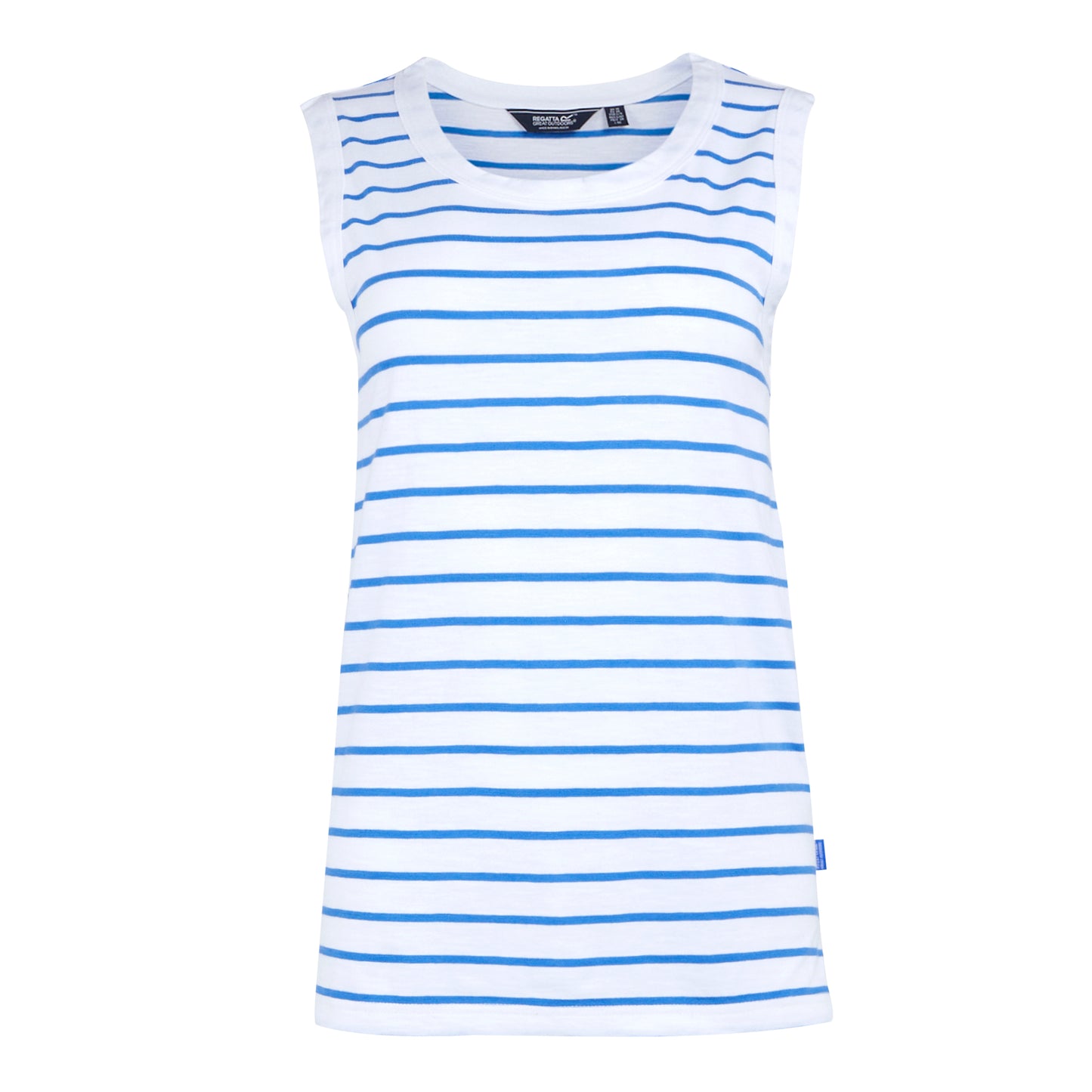 White-Sonic Blue - Front - Regatta Womens-Ladies Fariah Striped Sleeveless T-Shirt