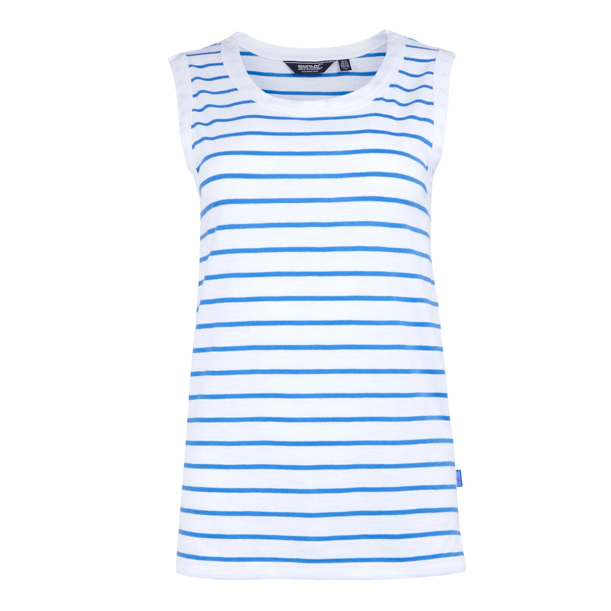 White-Sonic Blue - Front - Regatta Womens-Ladies Fariah Striped Sleeveless T-Shirt