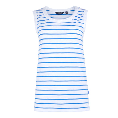 White-Sonic Blue - Front - Regatta Womens-Ladies Fariah Striped Sleeveless T-Shirt