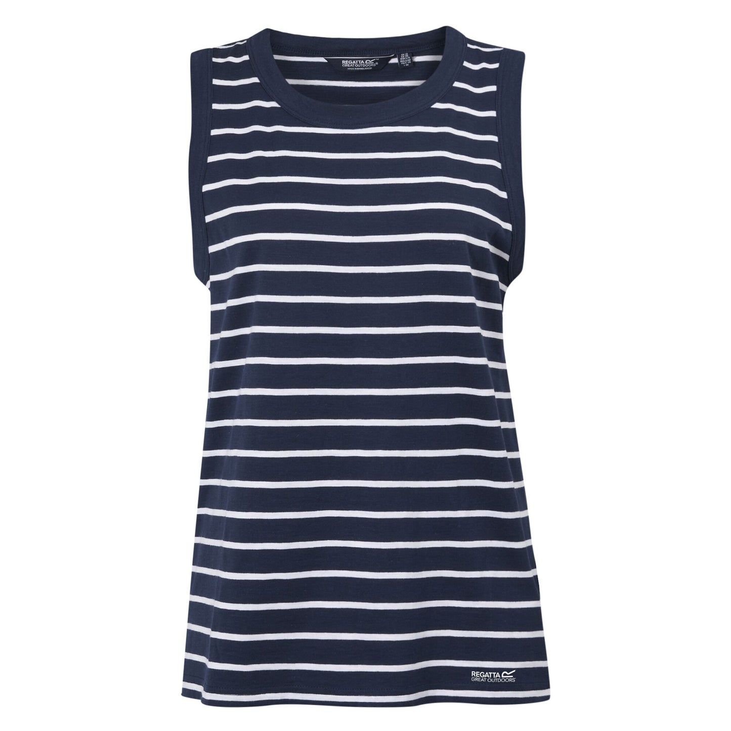 Navy-White - Front - Regatta Womens-Ladies Fariah Striped Sleeveless T-Shirt