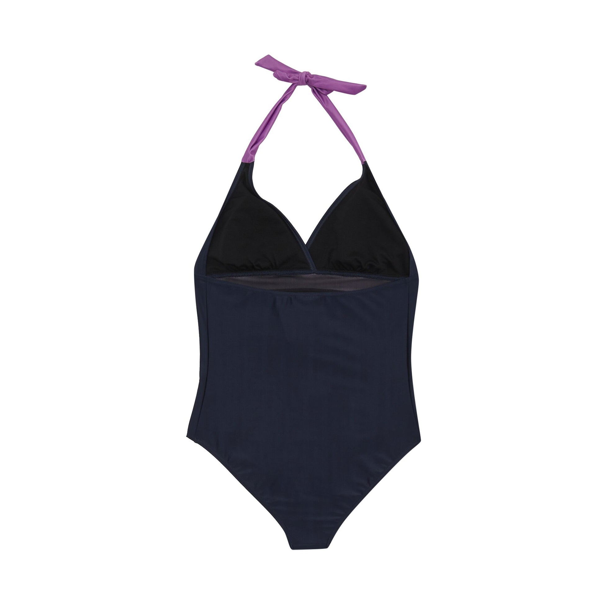 Navy-Radiant Orchid - Back - Regatta Womens-Ladies Flavia II Contrast One Piece Swimsuit