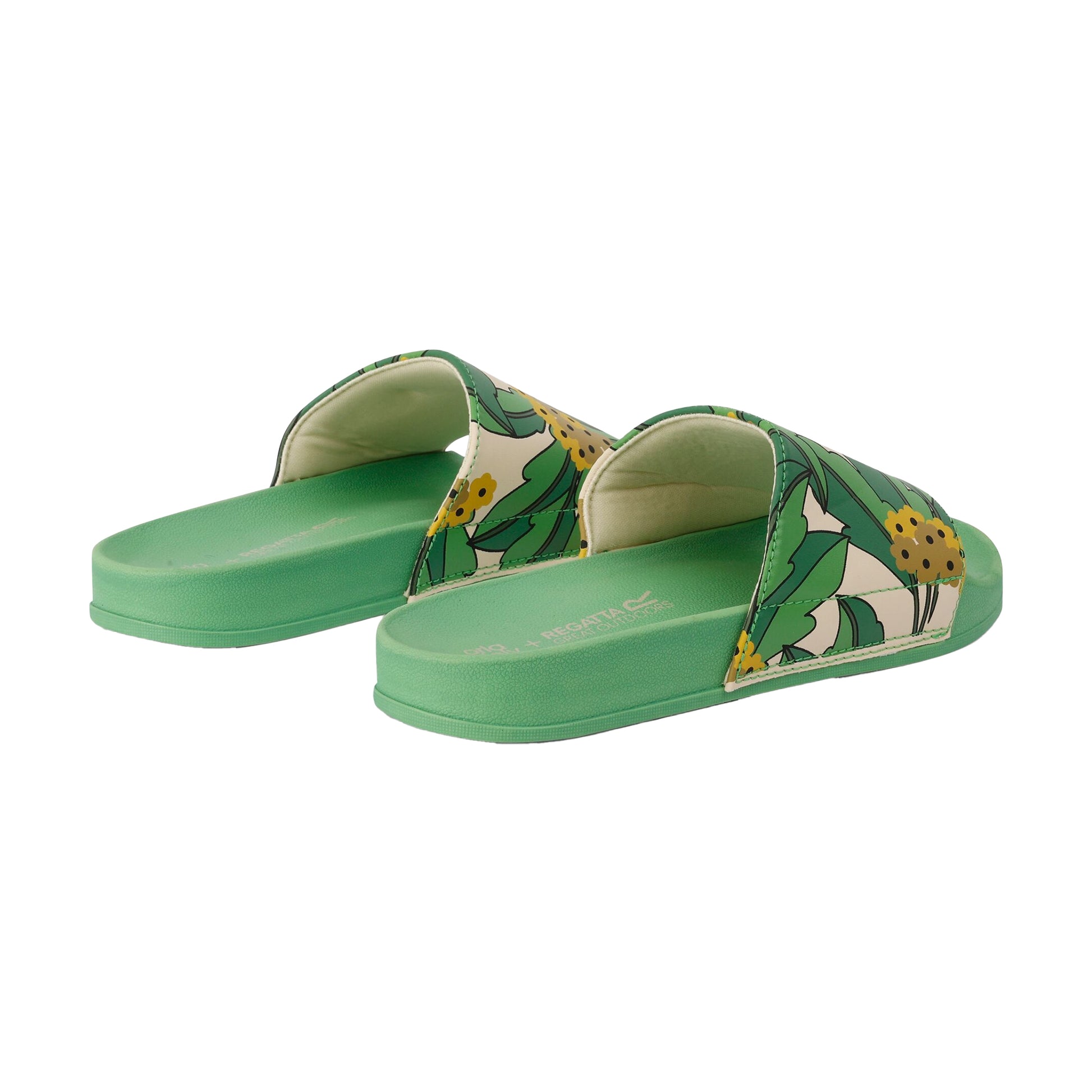 Green - Back - Regatta Womens-Ladies Orla Kiely Tropical Sliders