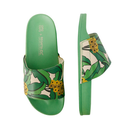 Green - Close up - Regatta Womens-Ladies Orla Kiely Tropical Sliders