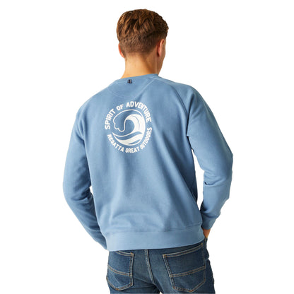 Coronet Blue - Pack Shot - Regatta Mens Nithsdale Wave Crew Neck Sweatshirt
