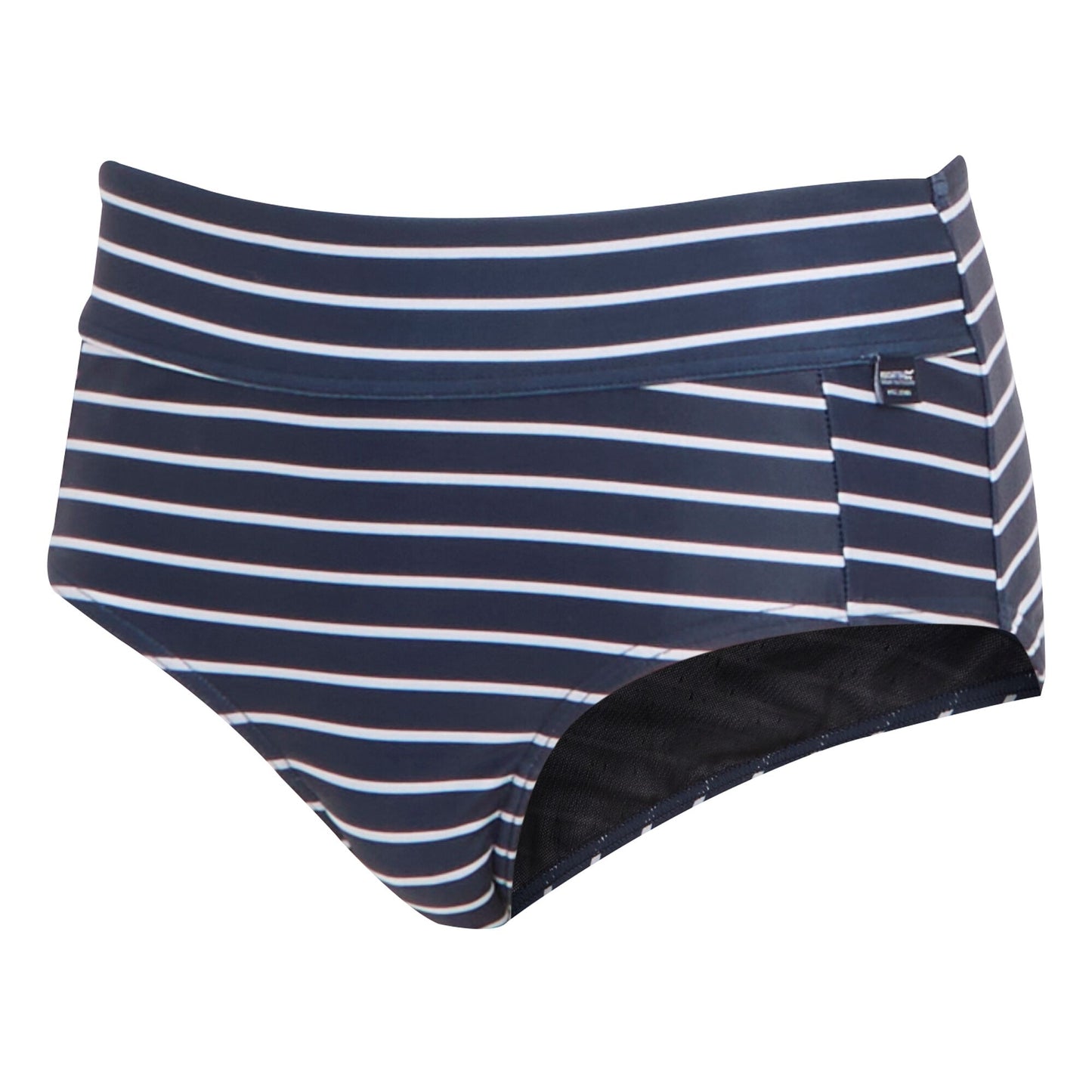 Navy-White - Side - Regatta Womens-Ladies Paloma Striped Swim Briefs