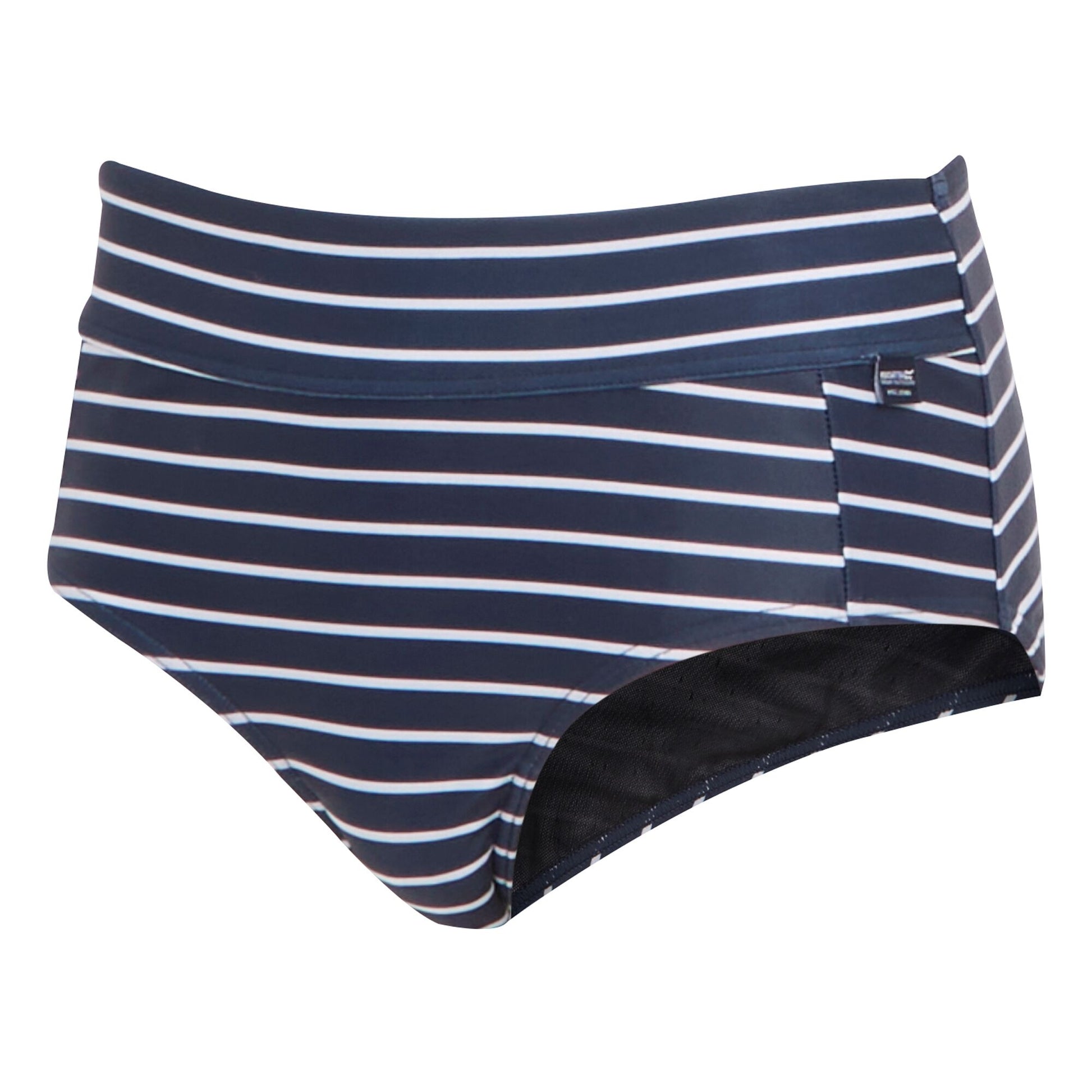 Navy-White - Side - Regatta Womens-Ladies Paloma Striped Swim Briefs