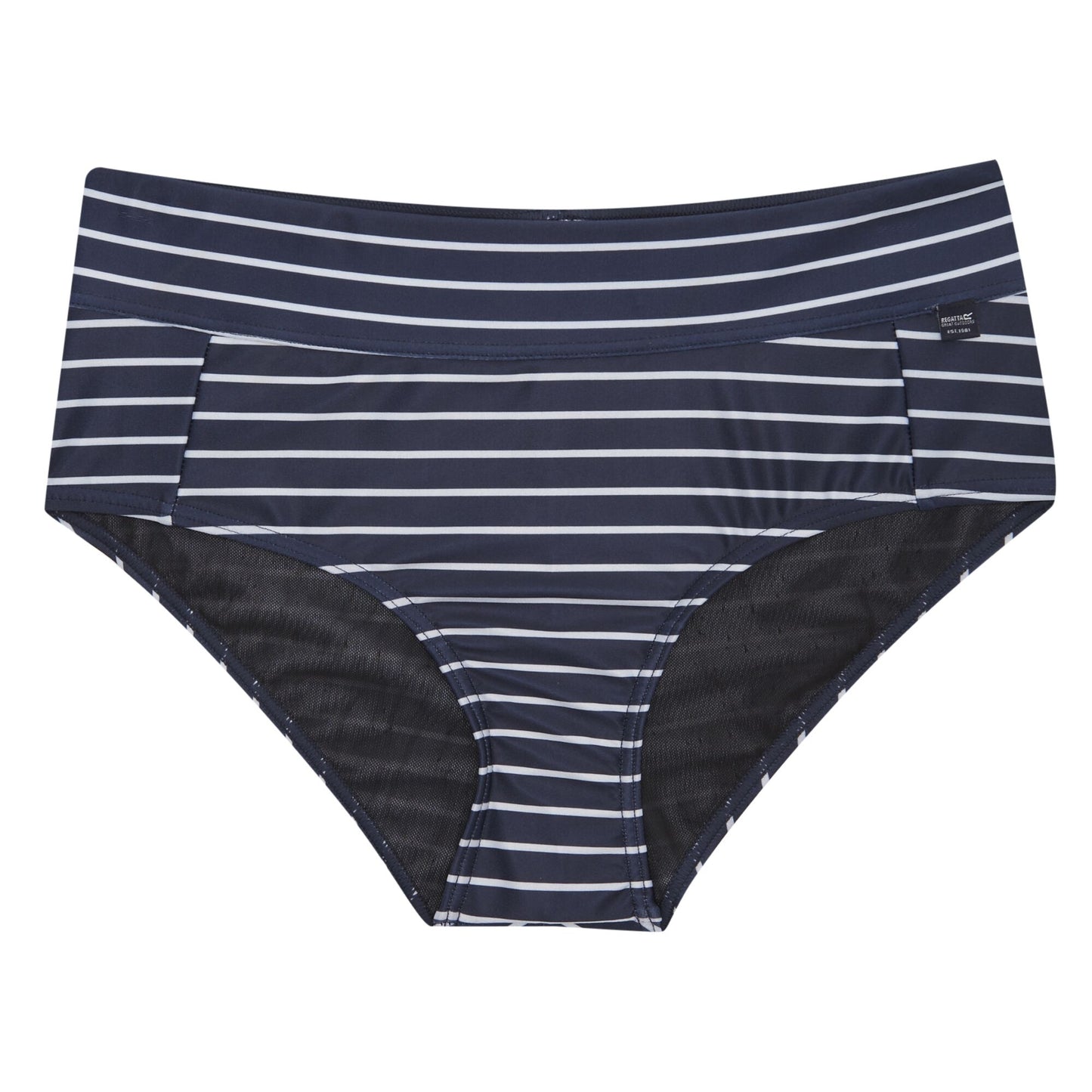 Navy-White - Front - Regatta Womens-Ladies Paloma Striped Swim Briefs