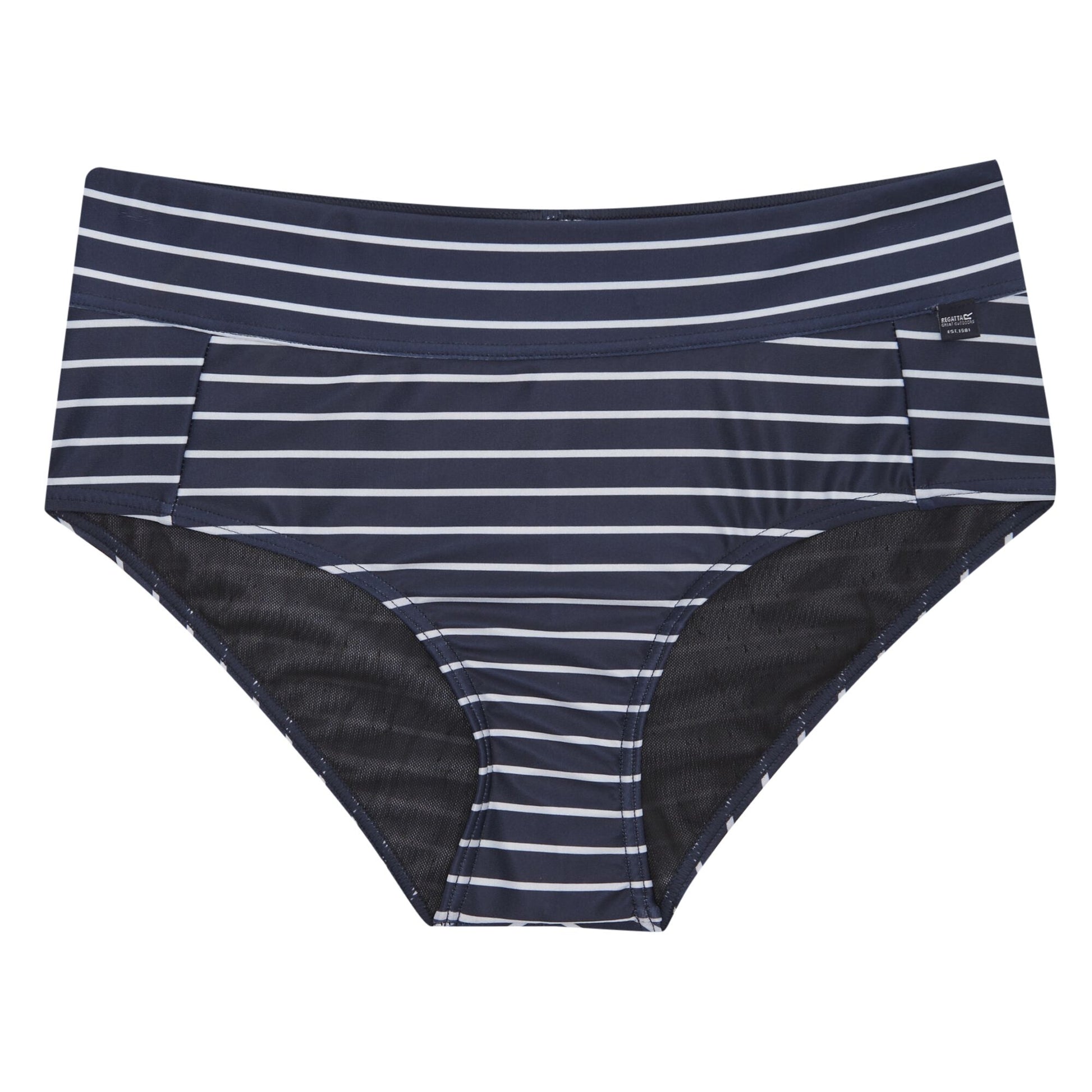 Navy-White - Front - Regatta Womens-Ladies Paloma Striped Swim Briefs