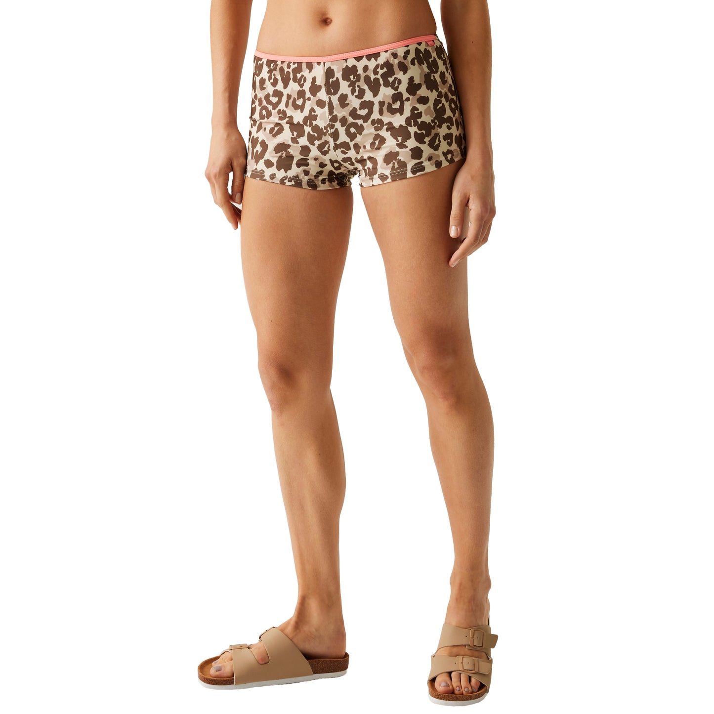 Beige-Brown - Lifestyle - Regatta Womens-Ladies Aceana Leopard Print Bikini Bottoms