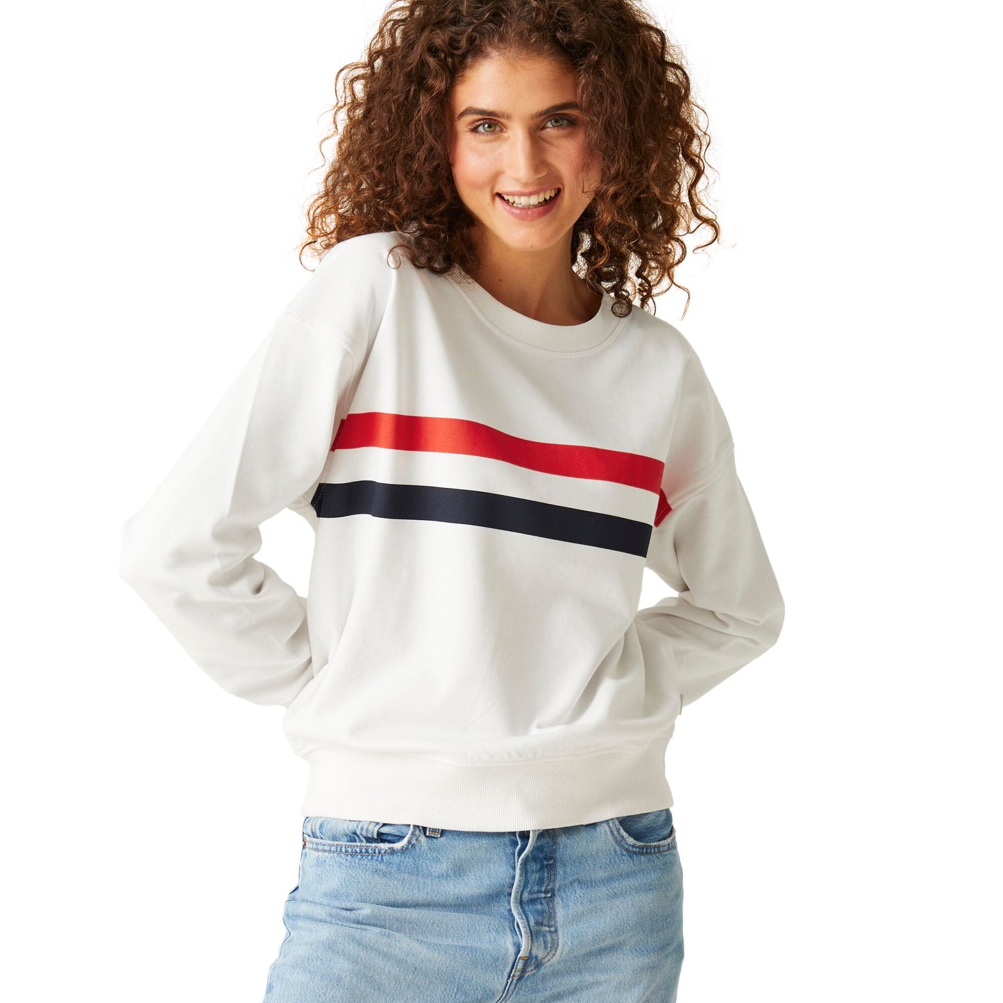 White - Lifestyle - Regatta Womens-Ladies Avika Striped Sweatshirt