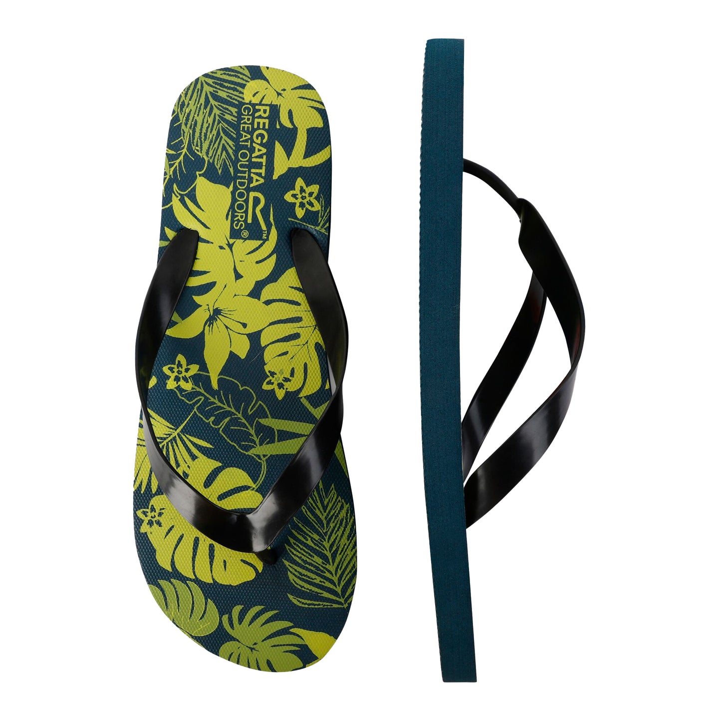 Green-Black - Close up - Regatta Mens Bali Hawaii Flip Flops