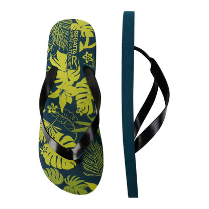 Green-Black - Close up - Regatta Mens Bali Hawaii Flip Flops