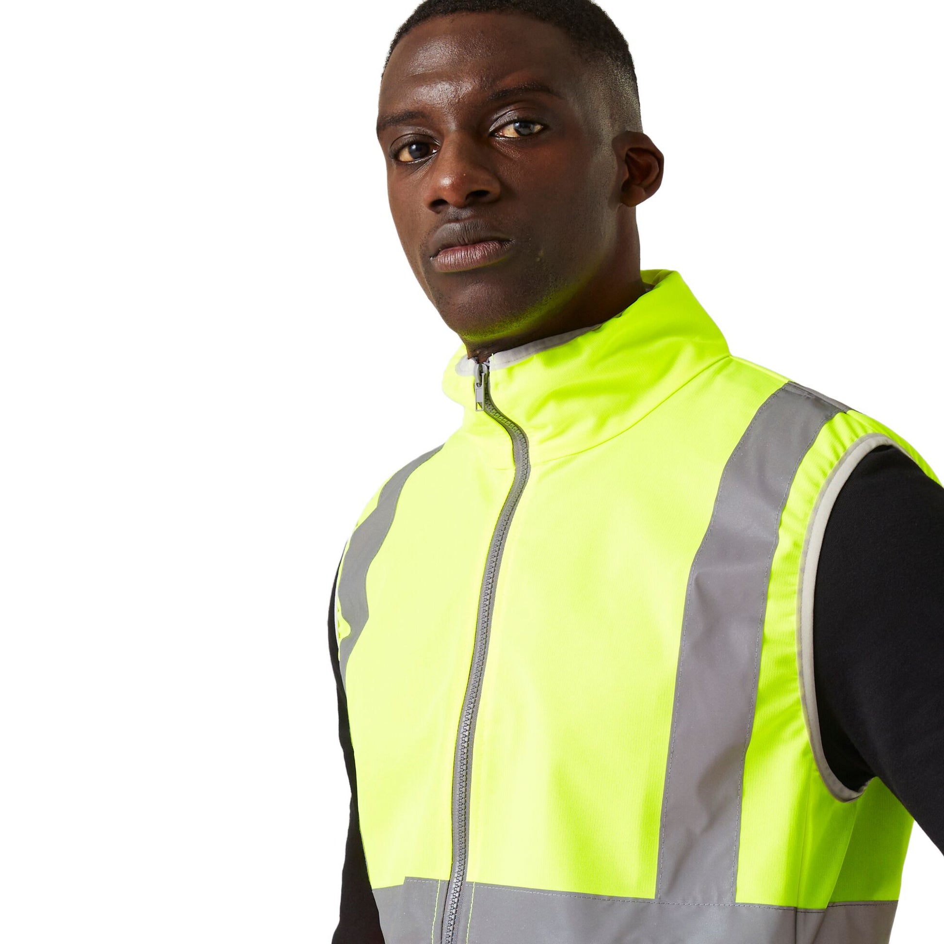 Yellow-Orange - Side - Regatta Professional Mens Full Zip Hi-Vis Vest