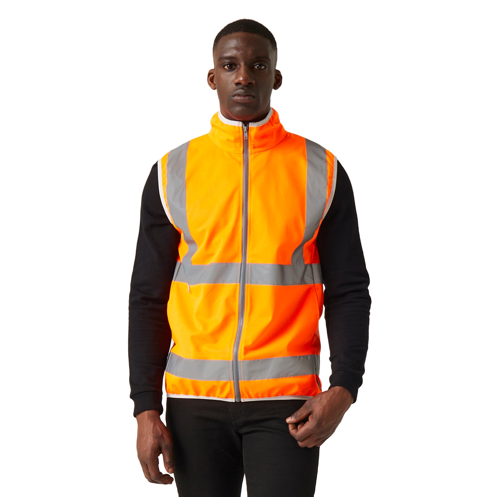 Orange - Side - Regatta Professional Mens Full Zip Hi-Vis Vest