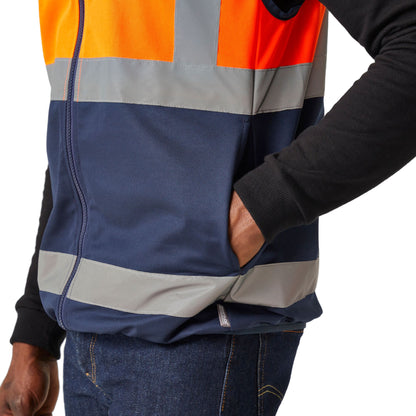 Orange-Navy - Pack Shot - Regatta Professional Mens Full Zip Hi-Vis Vest