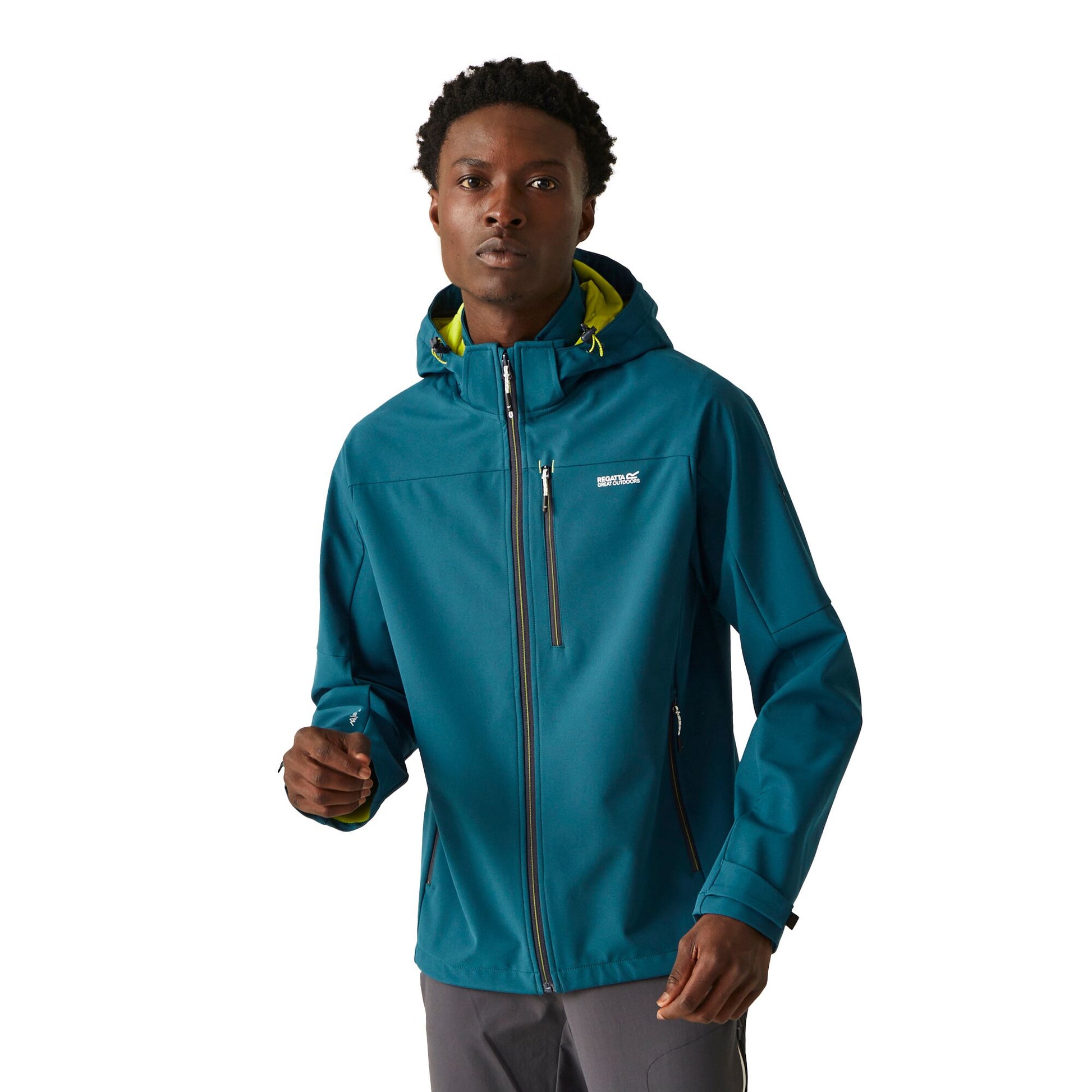 Moroccan Blue-Citron Lime - Lifestyle - Regatta Mens Arana Waterproof Soft Shell Jacket