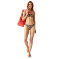 Beige-Brown - Close up - Regatta Womens-Ladies Aceana III Leopard Print Bikini Top