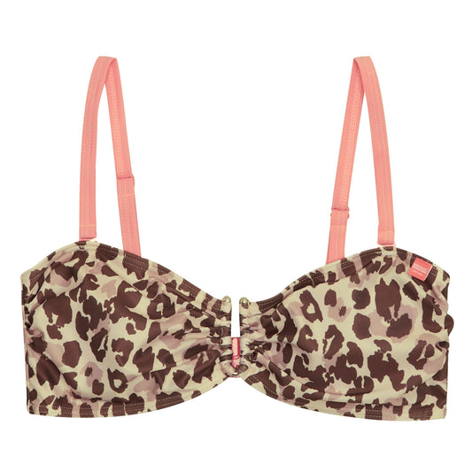 Beige-Brown - Front - Regatta Womens-Ladies Aceana III Leopard Print Bikini Top