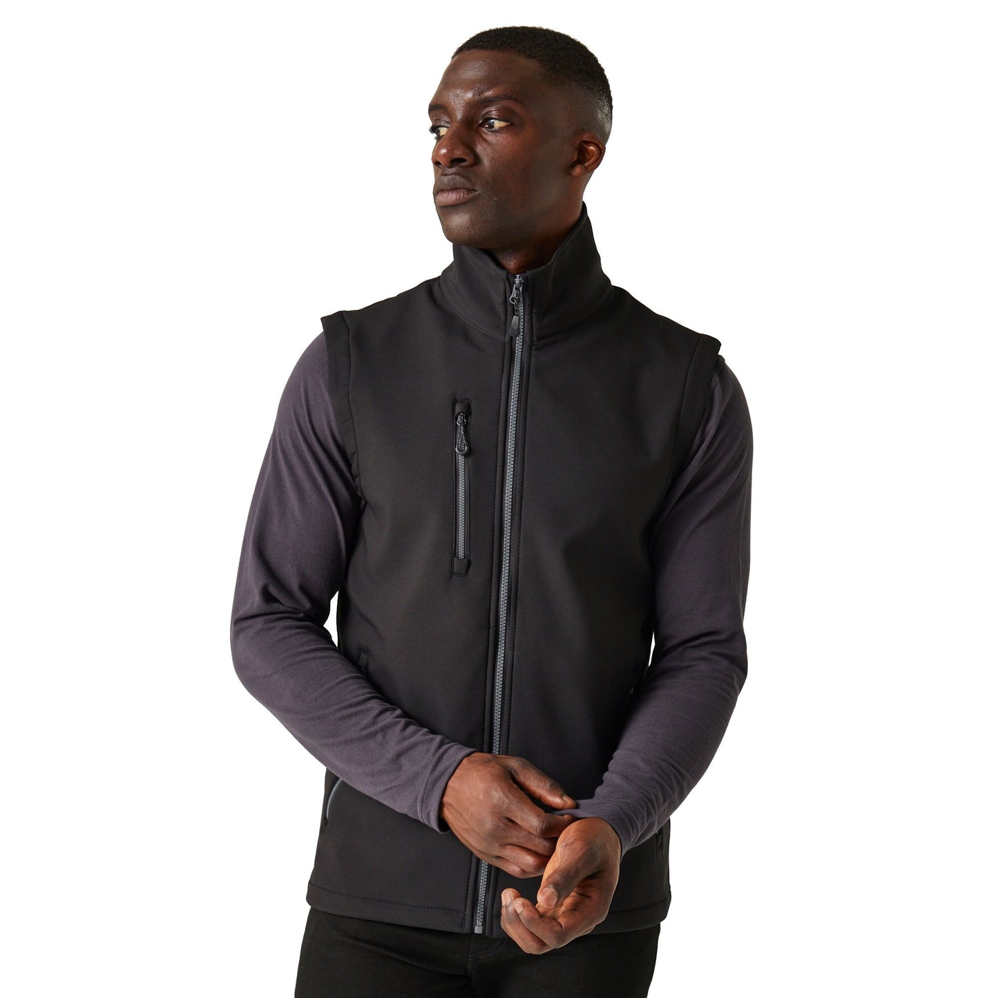 Black-Seal Grey - Side - Regatta Professional Mens Softshell 2 Layer Body Warmer