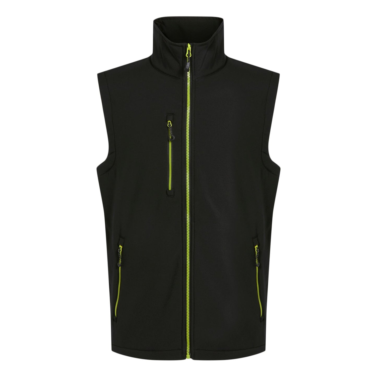 Black-Lime Green - Front - Regatta Professional Mens Softshell 2 Layer Body Warmer
