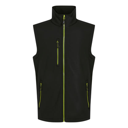 Black-Lime Green - Front - Regatta Professional Mens Softshell 2 Layer Body Warmer