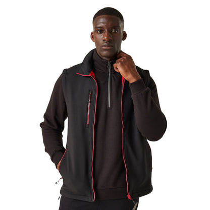 Black-Classic Red - Side - Regatta Professional Mens Softshell 2 Layer Body Warmer