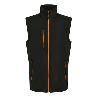 Black-Orange Pop - Front - Regatta Professional Mens Softshell 2 Layer Body Warmer