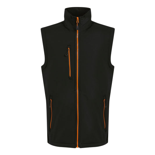 Black-Orange Pop - Front - Regatta Professional Mens Softshell 2 Layer Body Warmer
