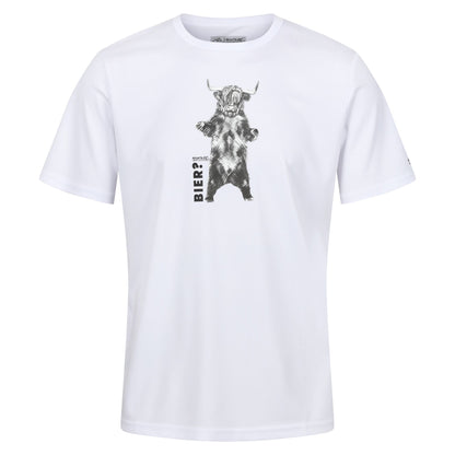 White - Front - Regatta Mens Fingal Slogan III Bier Highland Cow T-Shirt
