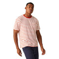 White-Rusty Orange - Lifestyle - Regatta Mens Shorebay II Stripe T-Shirt