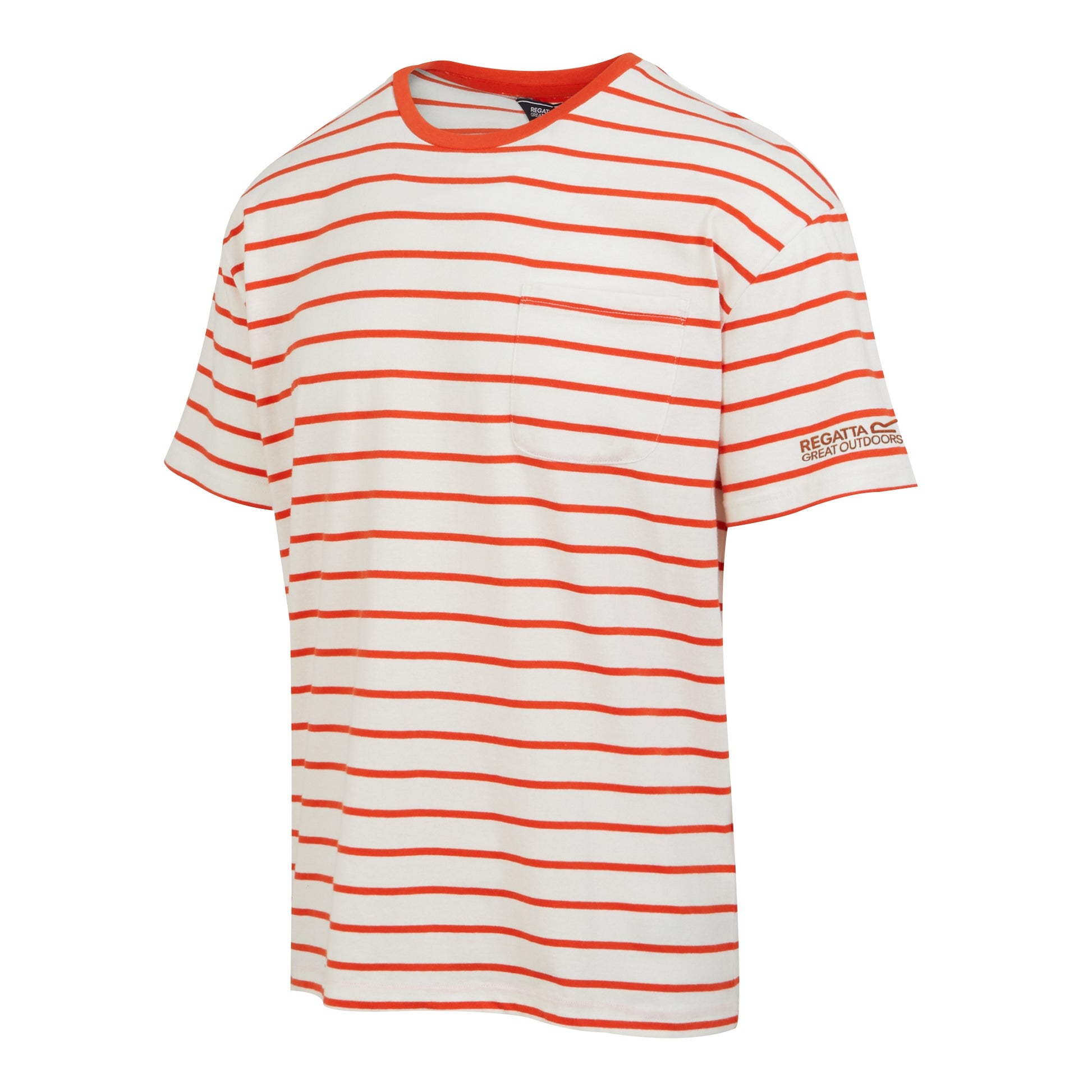 White-Rusty Orange - Side - Regatta Mens Shorebay II Stripe T-Shirt