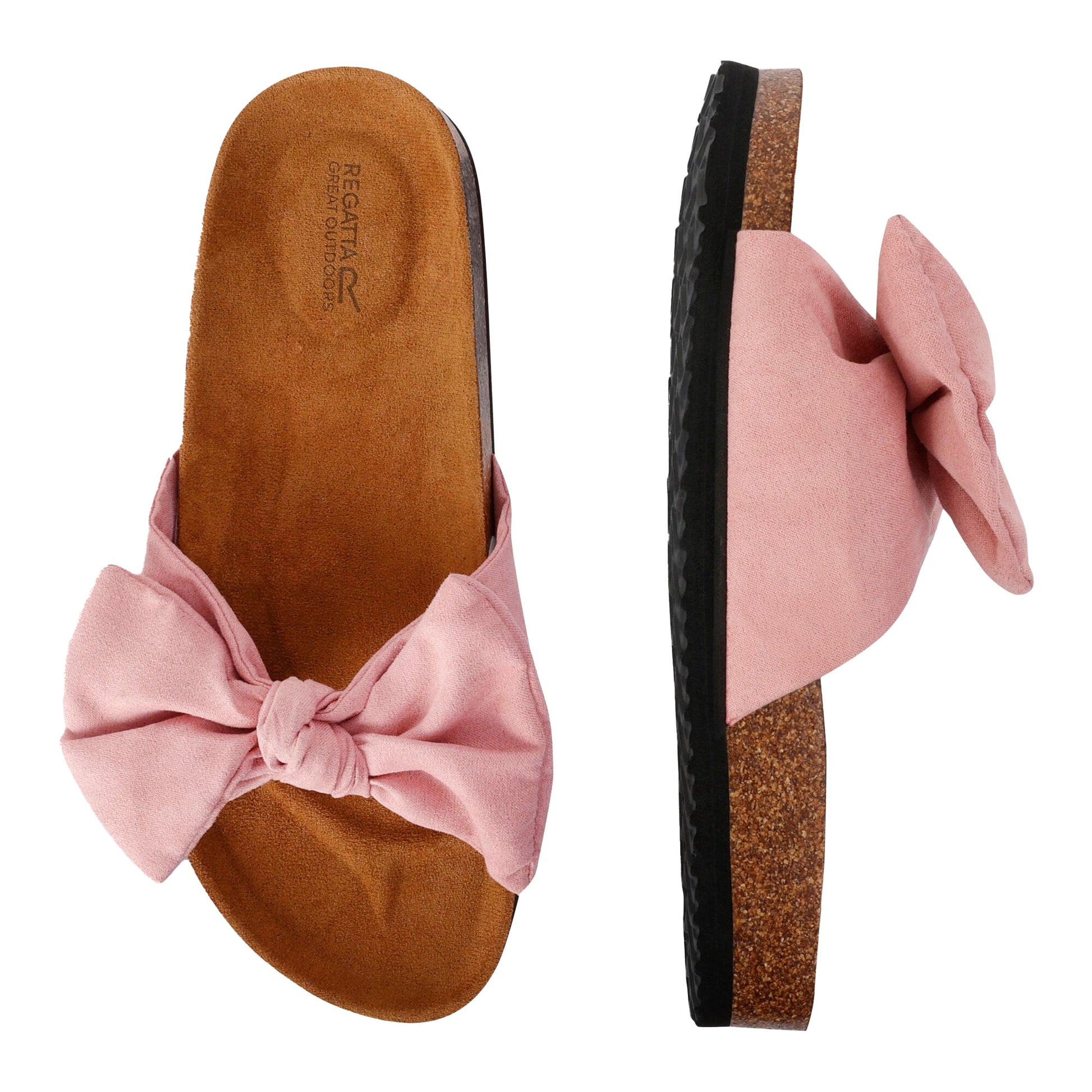 Pink - Lifestyle - Regatta Womens-Ladies Ava Plain Bow Strap Sliders