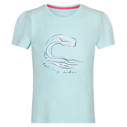 Bleached Aqua - Front - Regatta Childrens-Kids Bosley VII Wave T-Shirt