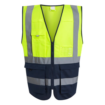 Yellow-Navy - Front - Regatta Professional Mens Hi-Vis Vest