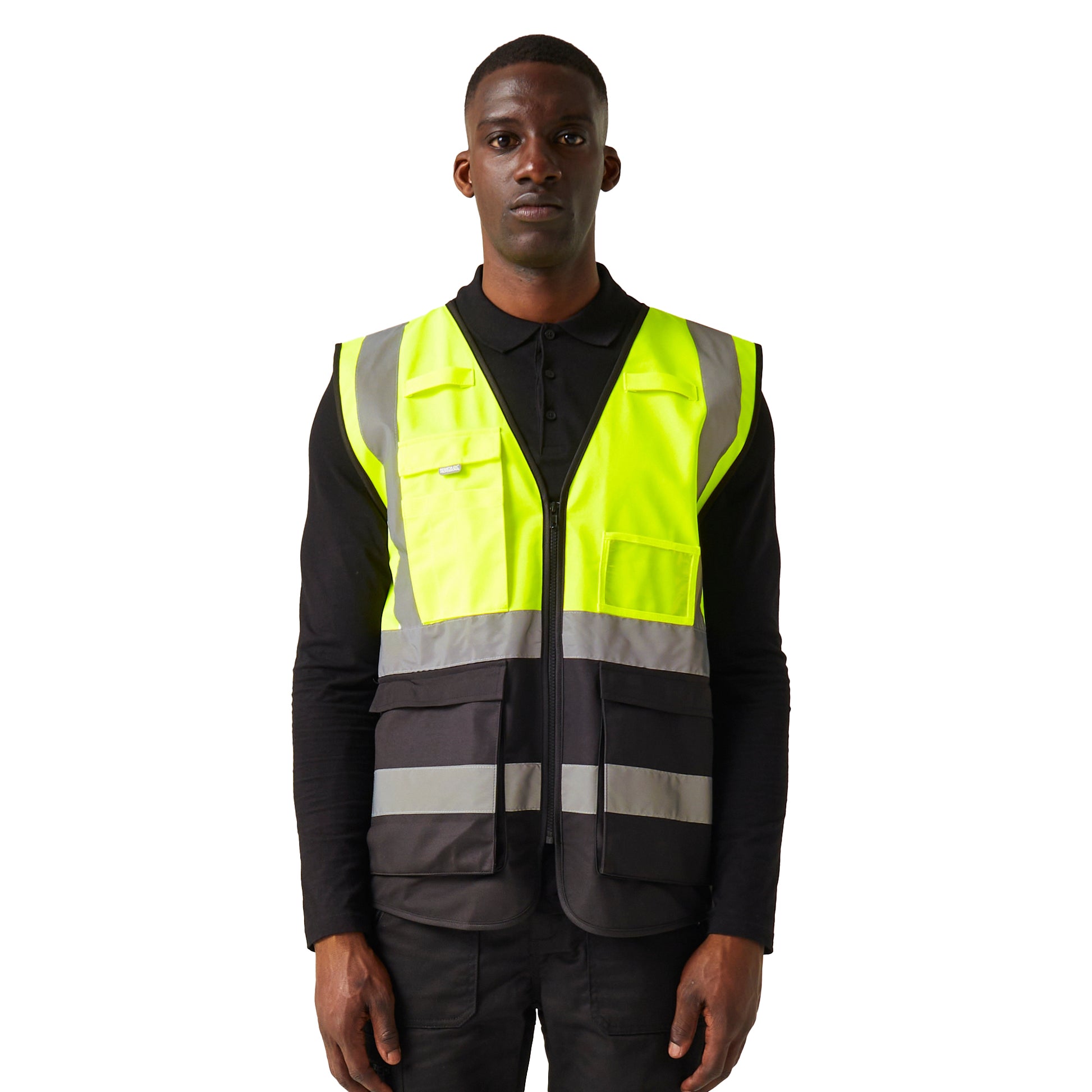Yellow-Black - Side - Regatta Professional Mens Hi-Vis Vest