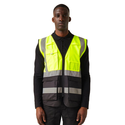 Yellow-Black - Side - Regatta Professional Mens Hi-Vis Vest