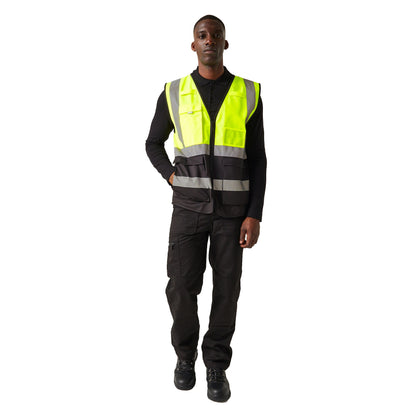 Yellow-Black - Pack Shot - Regatta Professional Mens Hi-Vis Vest